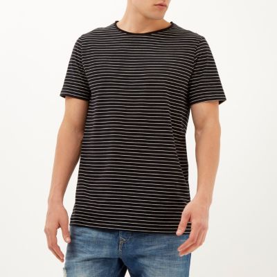 Black fine stripe t-shirt